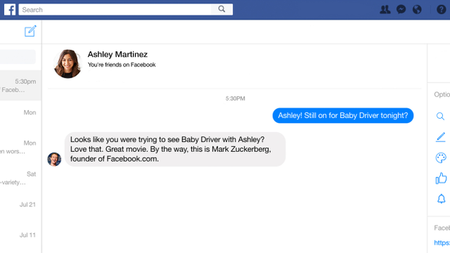 Illustration for article titled Game Changer: Mark Zuckerberg Will Now Respond To You In Facebook Messenger If Your Friend Doesn’t Get Back To You Quickly Enough